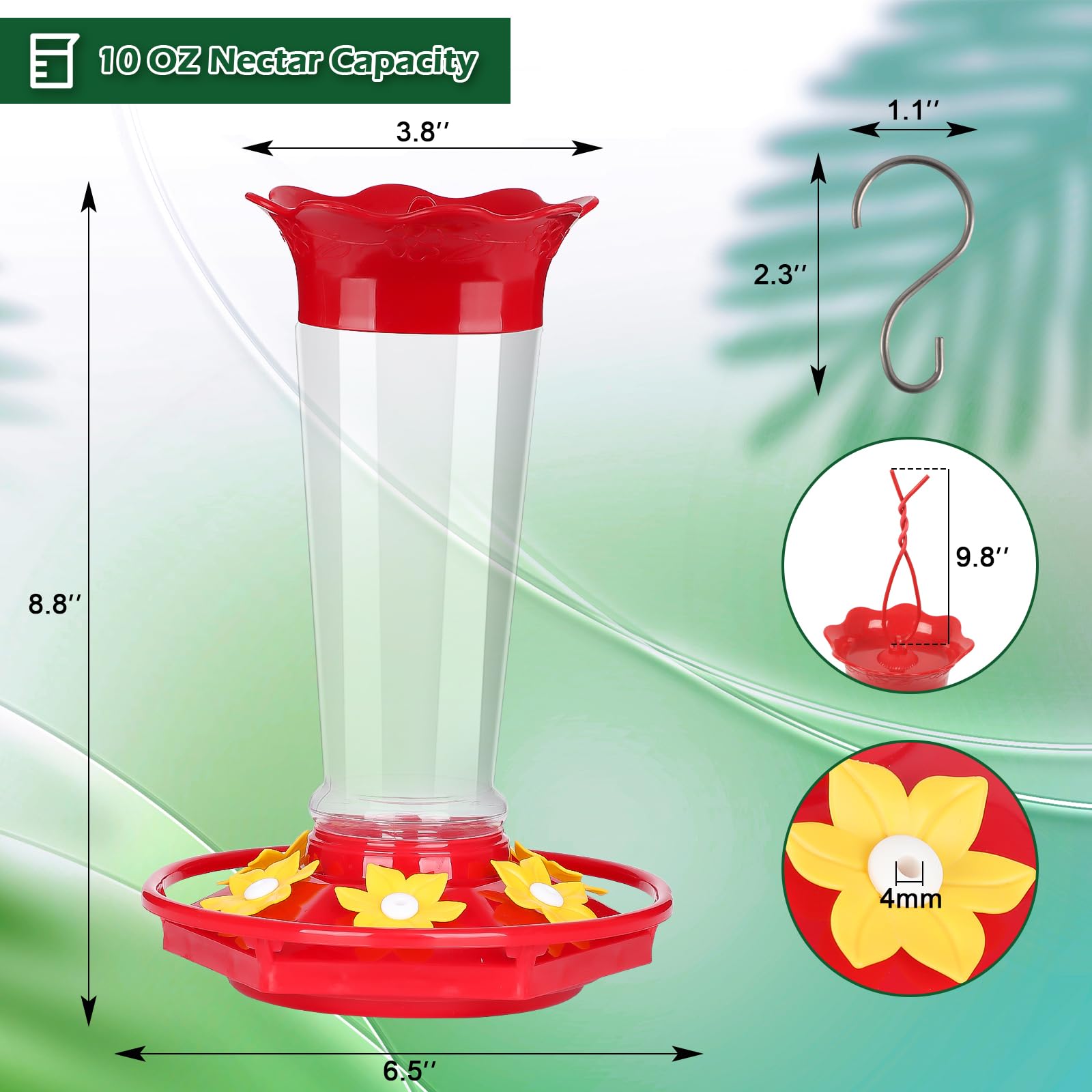 FEED GARDEN leak-proof gasket prevents nectar spills during feeding.