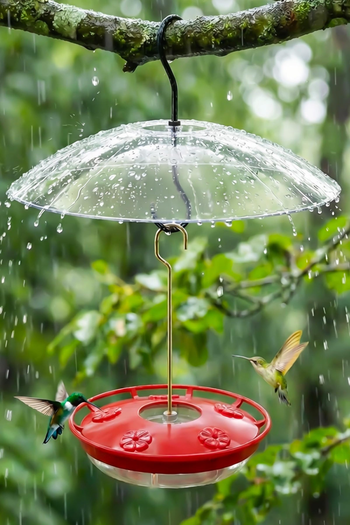 FEED GARDEN hummingbird feeder with leak-proof lid and rainproof dome for outdoor nectar