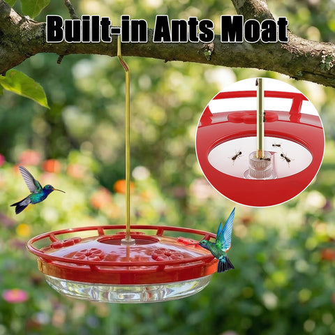 FEED GARDEN five-port feeder provides space for several hummingbirds.