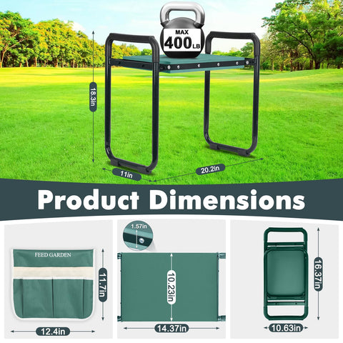 FEED GARDEN kneeler folded for compact portable storage and transport.