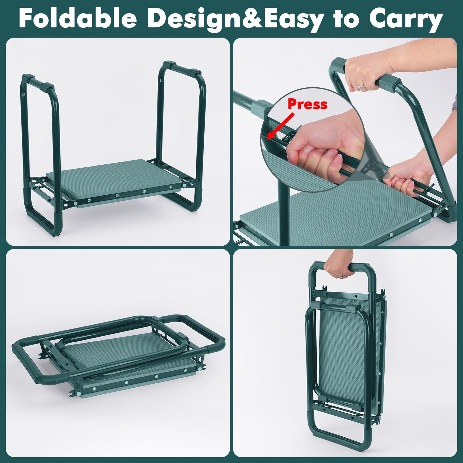FEED GARDEN heavy-duty frame supports extended gardening sessions.