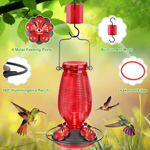 FEED GARDEN leak-proof glass feeder prevents spills during windy days.