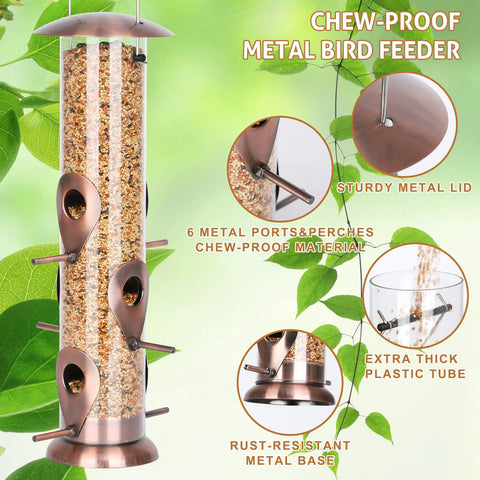 FEED GARDEN six-port design supports multiple birds on sturdy perches