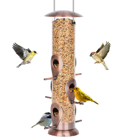 FEED GARDEN metal bird feeder top view with six ports for multi-bird feeding