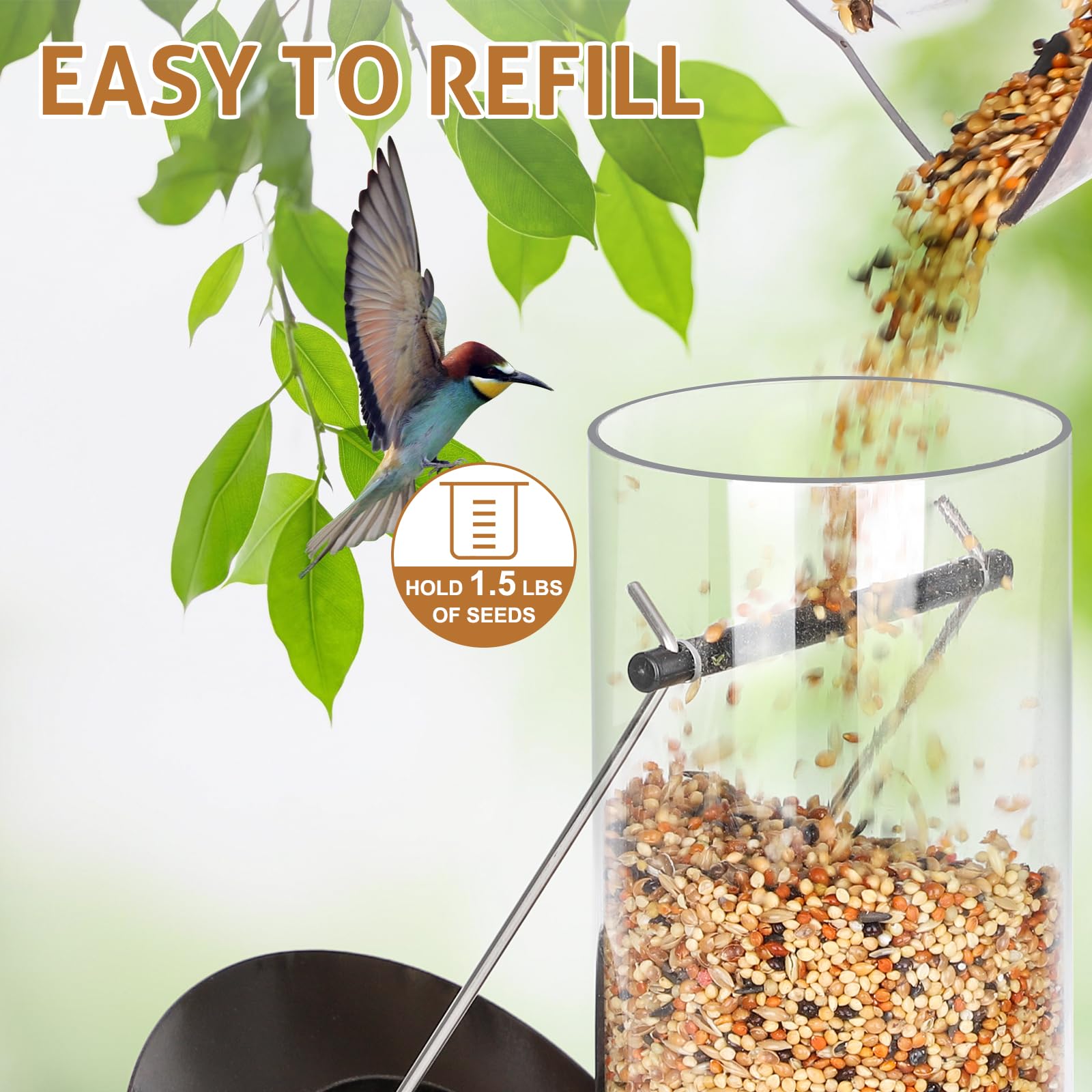 FEED GARDEN copper-finish feeder in outdoor setting resists weather