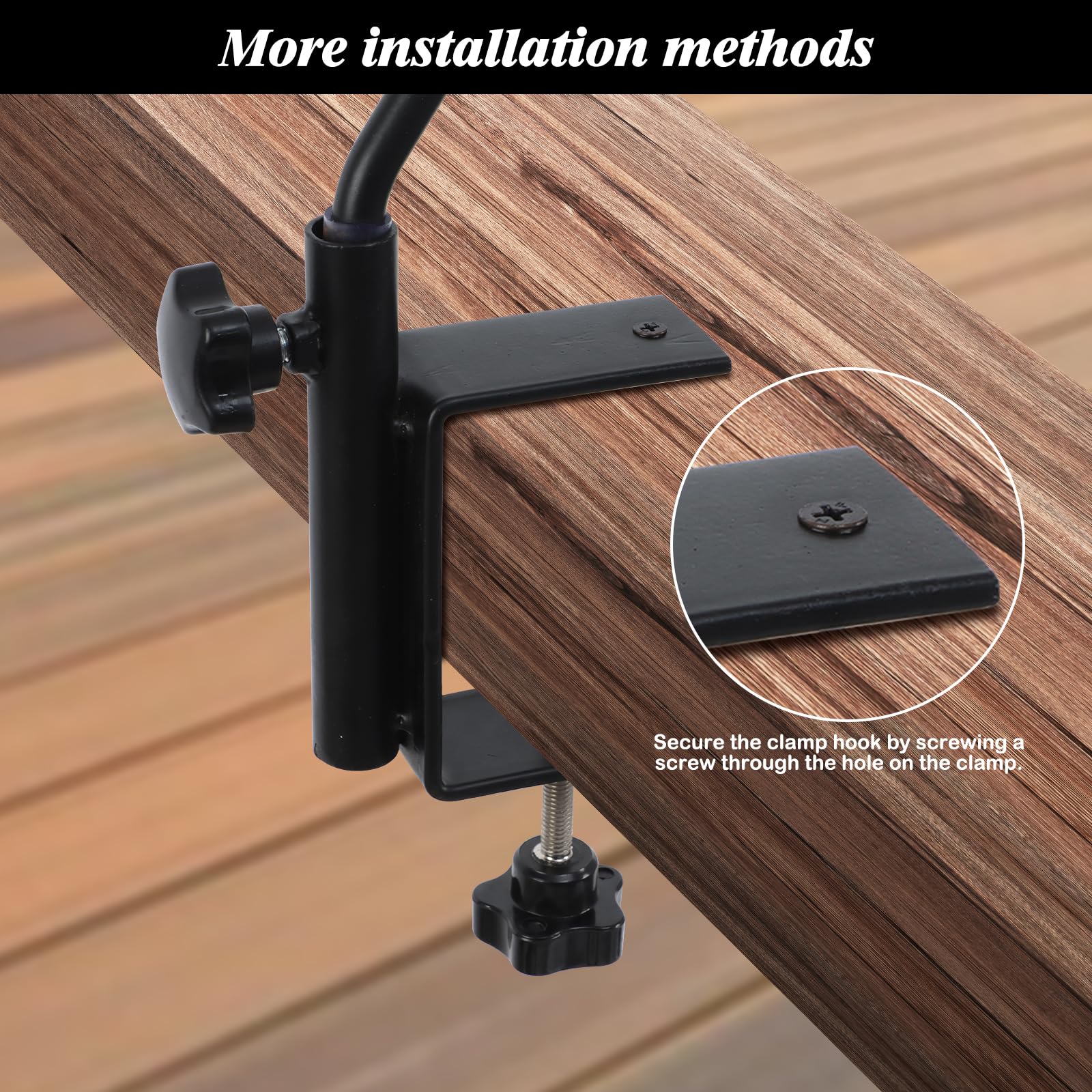 FEED GARDEN non-slip clamp provides secure, tool-free installation on rails 0.5 to 3 inches.