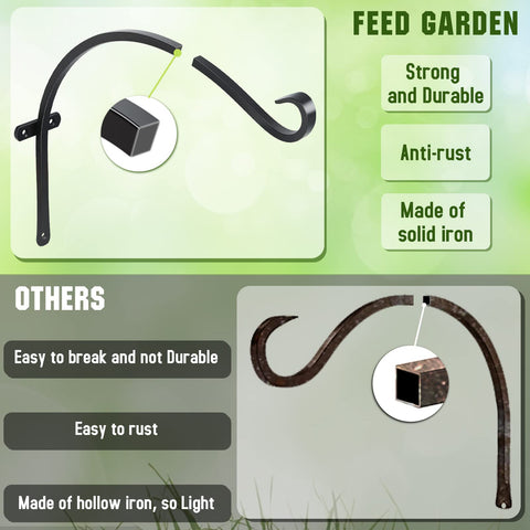 FEED GARDEN outdoor decor hook fits bird feeders and garden lanterns.