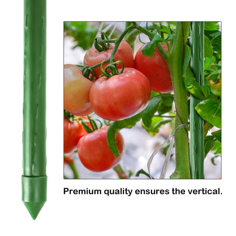 FEED GARDEN plastic-coated stakes resist rust while blending with greenery