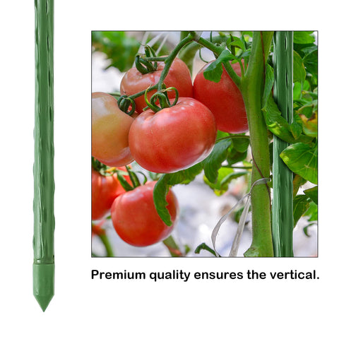 Plastic-coated FEED GARDEN stake with spiral surface blends with plants.