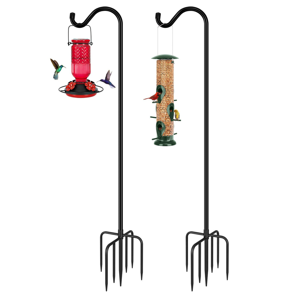 FEED GARDEN Shepards Hook base stand provides stable ground grip for outdoor use.
