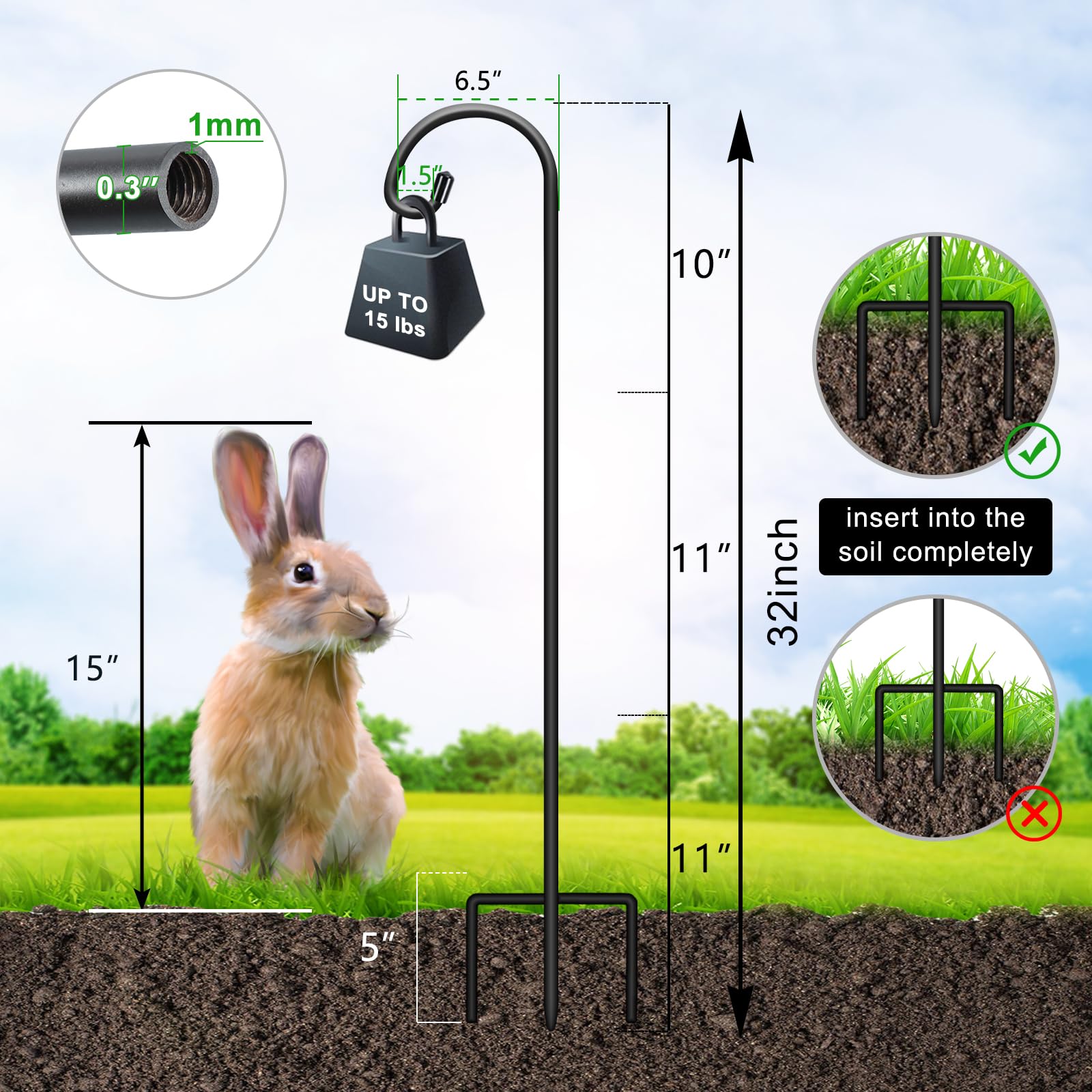 FEED GARDEN shepherd hook lantern hanging for decorative lighting along walkways