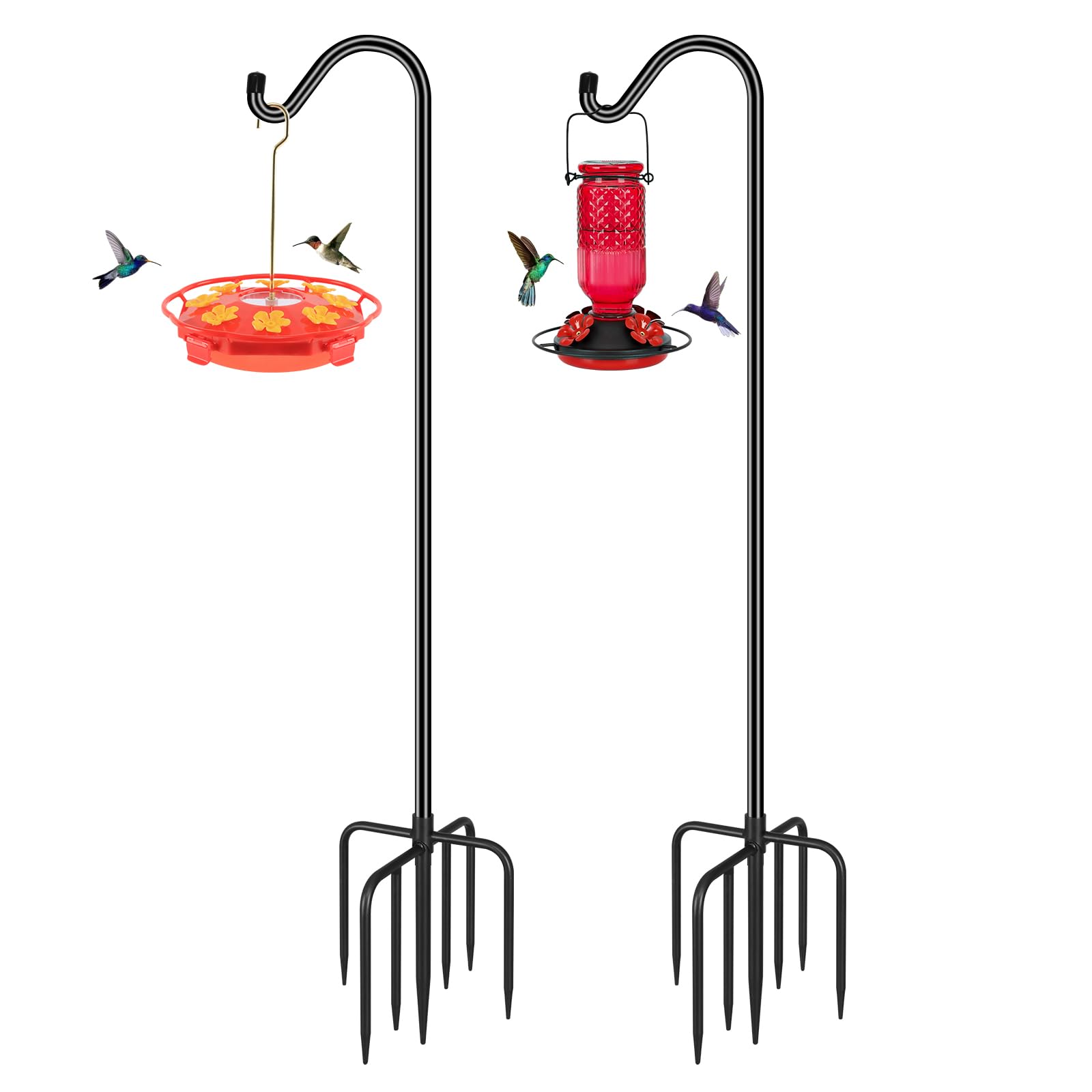 FEED GARDEN shepherd hooks base prongs provide stable ground support for outdoor displays