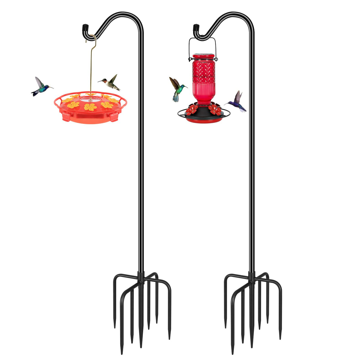 FEED GARDEN shepherd hooks base prongs provide stable ground support for outdoor displays