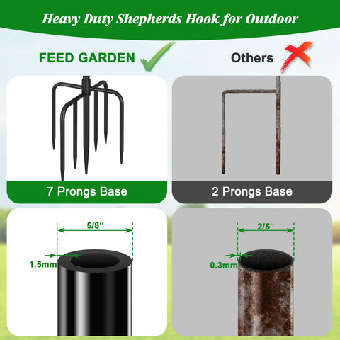 FEED GARDEN shepherd hook versatile garden accessory for decor, feeders, and lights