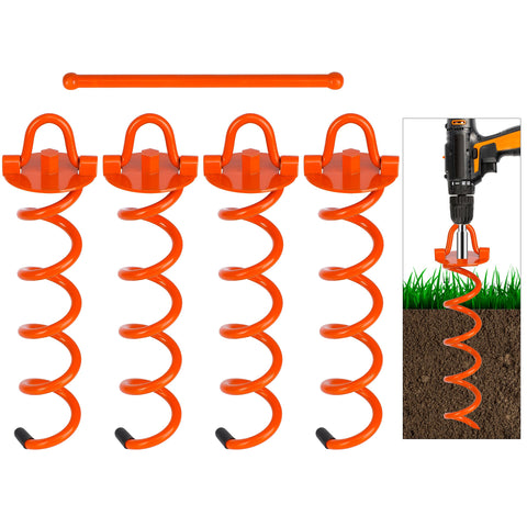FEED GARDEN spiral ground anchors 12-2in orange secure tents and trampolines