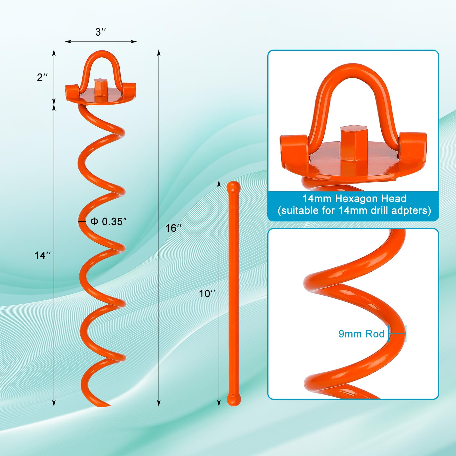 FEED GARDEN spiral stakes with a top ring enable quick installation with simple rotations.