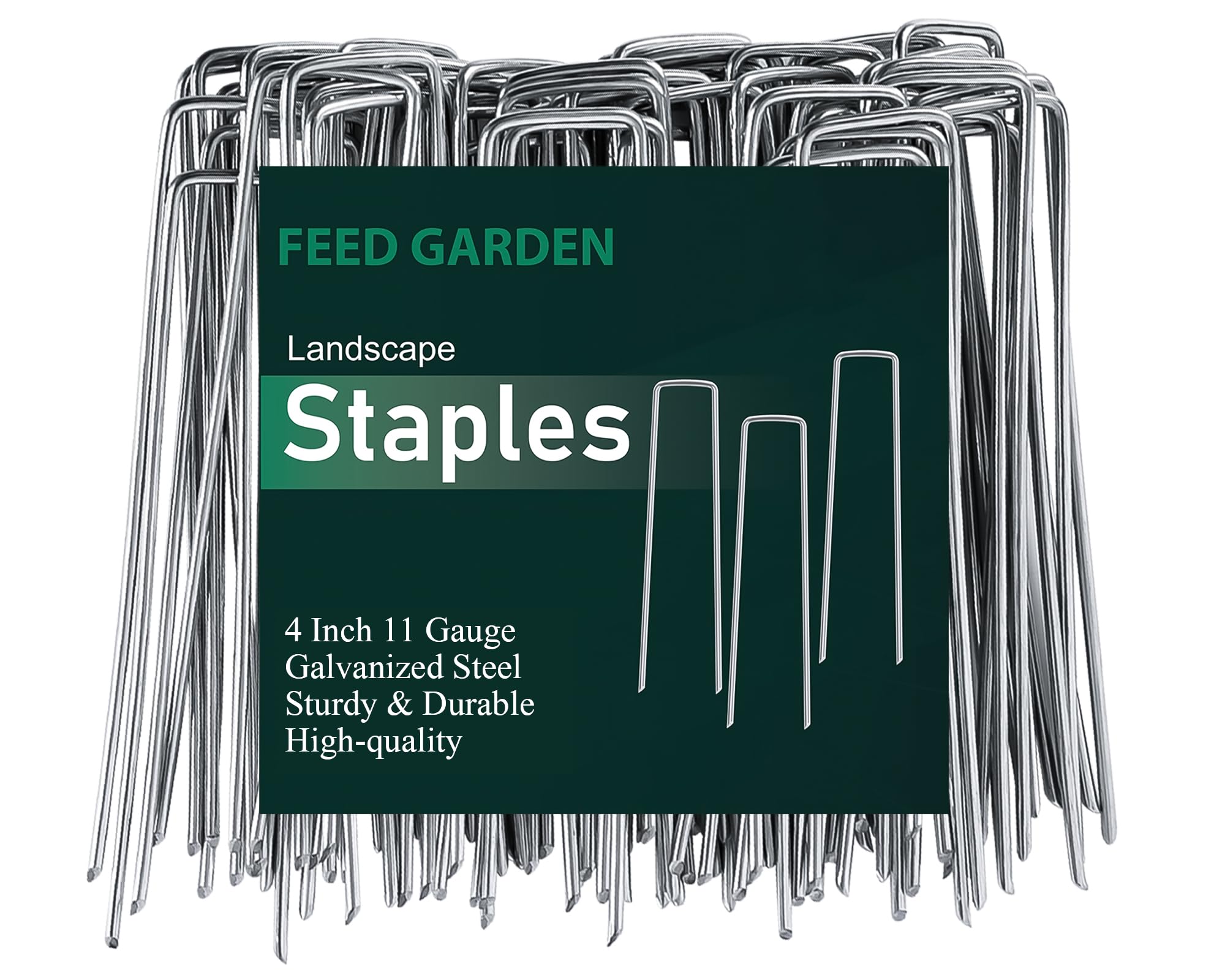 FEED GARDEN 4-inch hot-dip staple securing landscape fabric with rust resistance