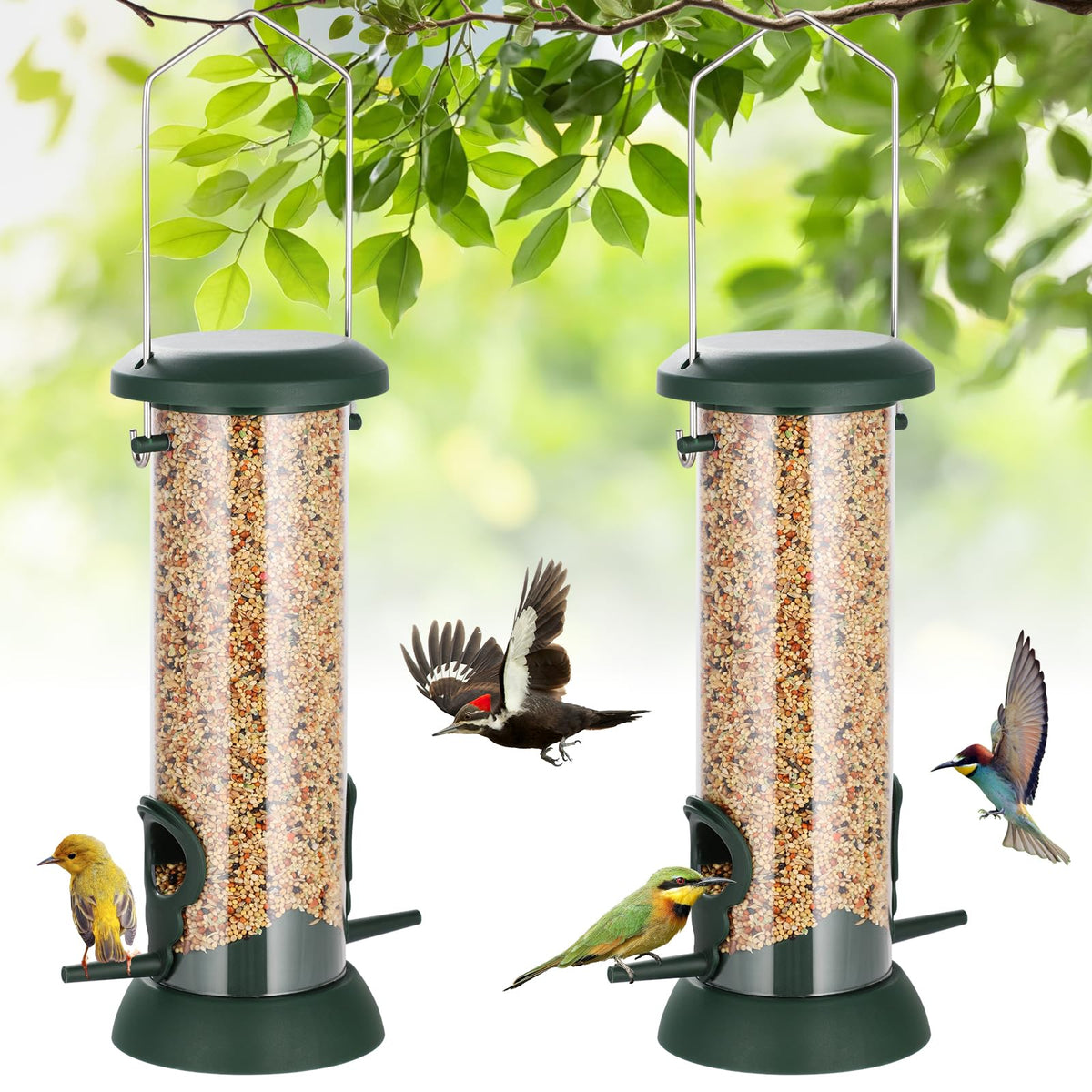 FEED GARDEN two-pack tube bird feeders attract songbirds from your window