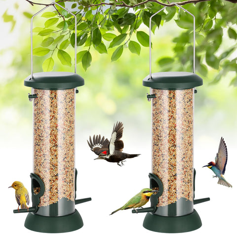 FEED GARDEN two-pack tube bird feeders attract songbirds from your window