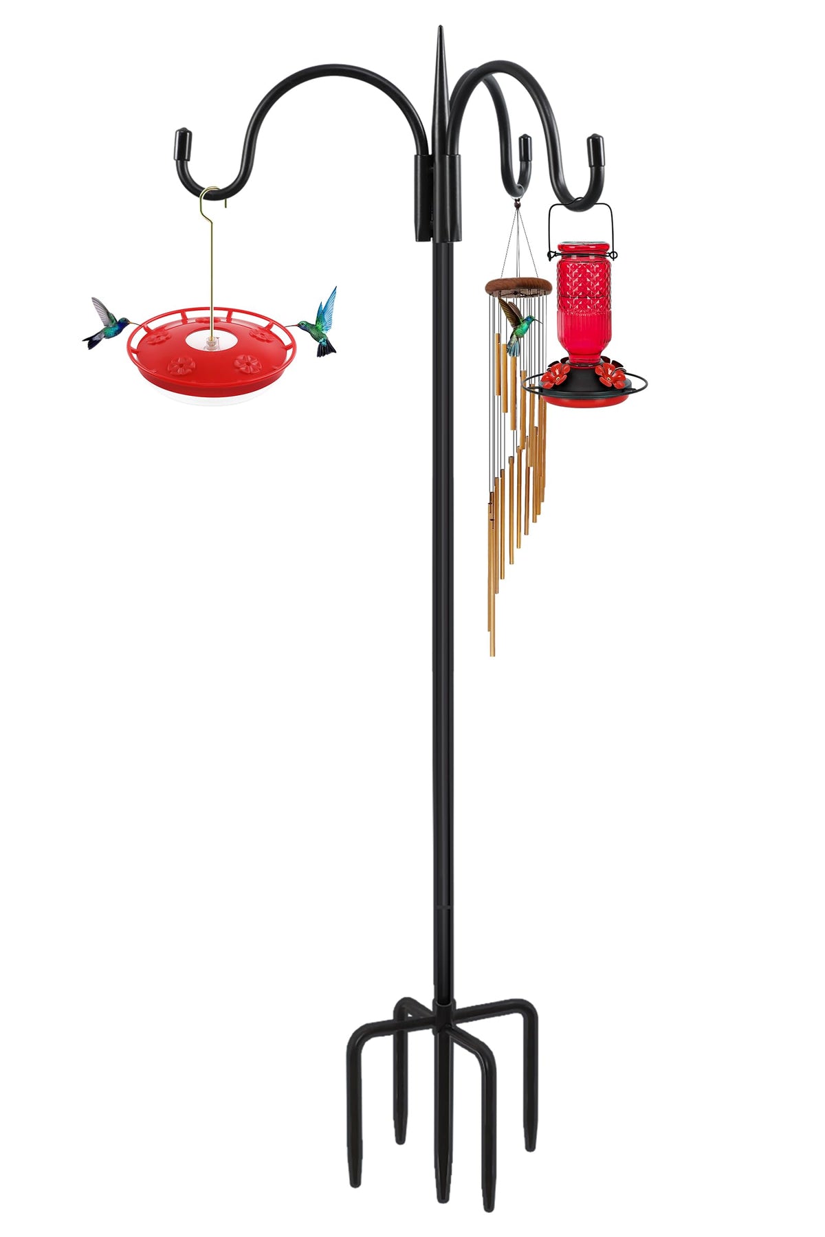 FEED GARDEN Upgrade 3-hook design for versatile outdoor hanging of bird feeders and plants.
