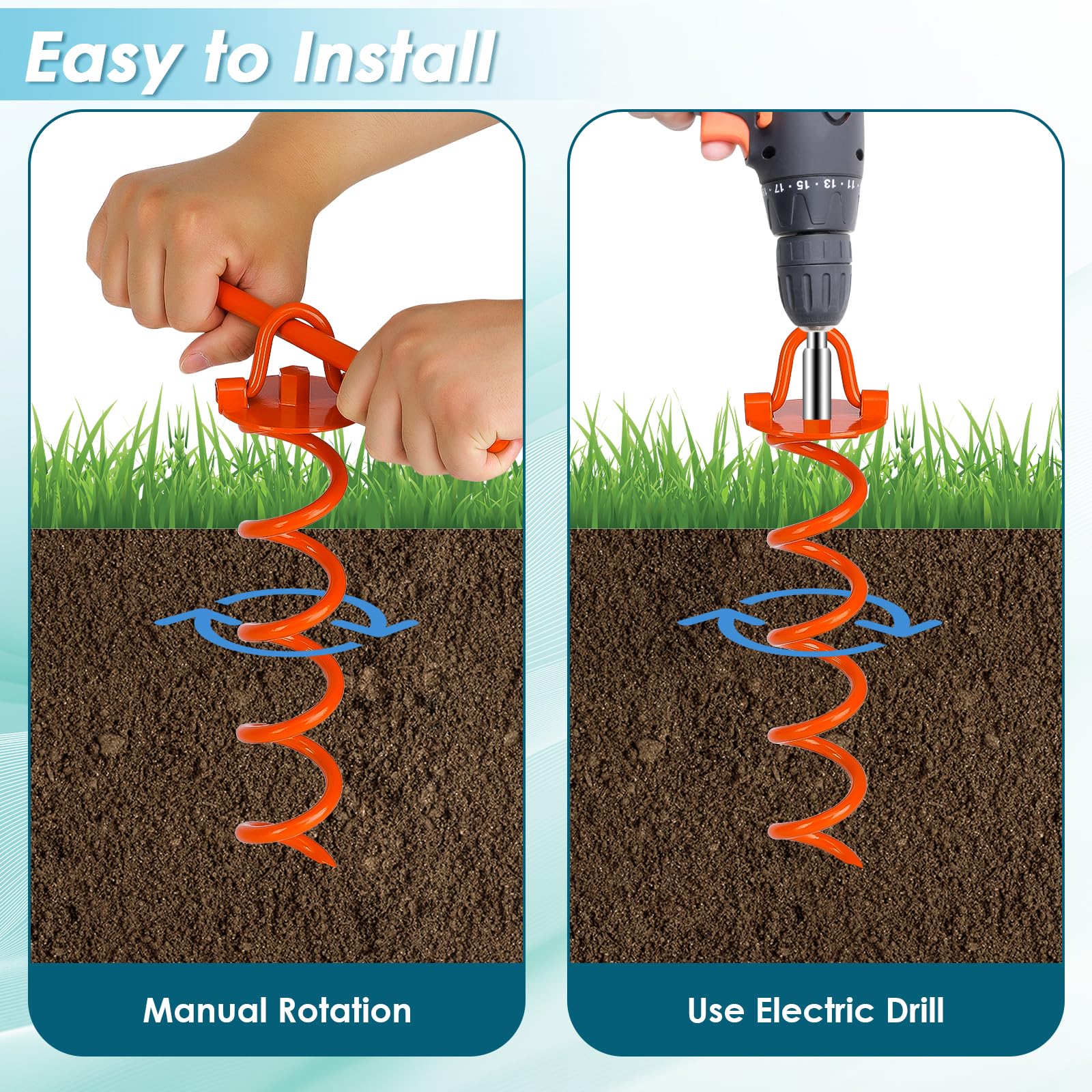 FEED GARDEN versatile stakes protect tents and playgrounds