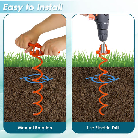 FEED GARDEN versatile ground stakes secure dogs, canopies, swing sets, and gazebos.