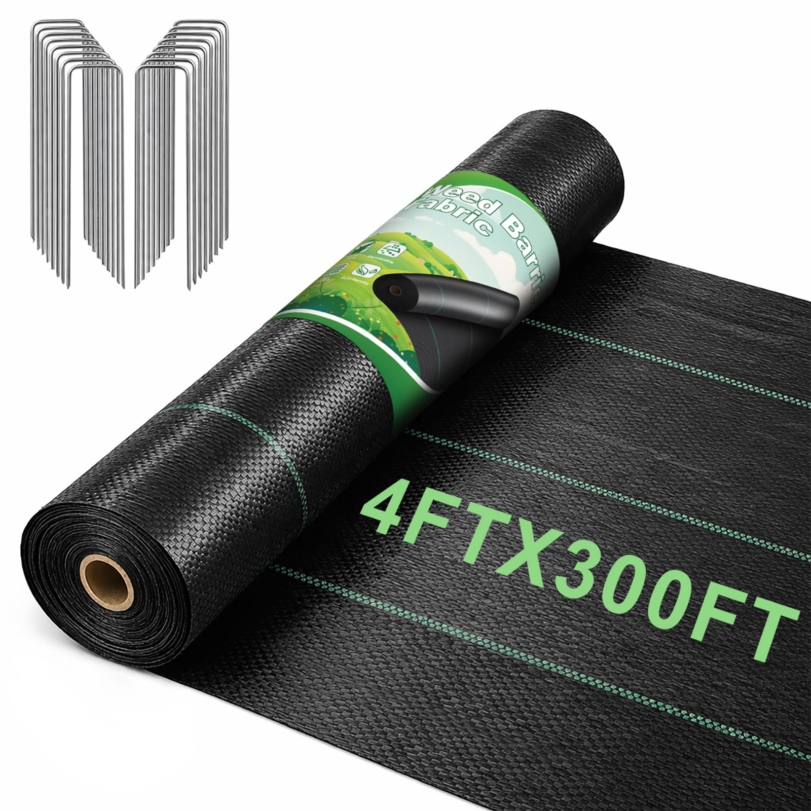 FEED GARDEN weed barrier roll blocks weeds while allowing water through.