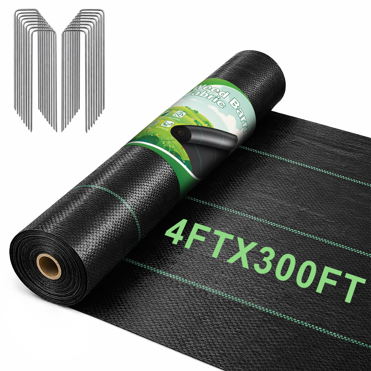 FEED GARDEN weed barrier roll blocks weeds while allowing water through.