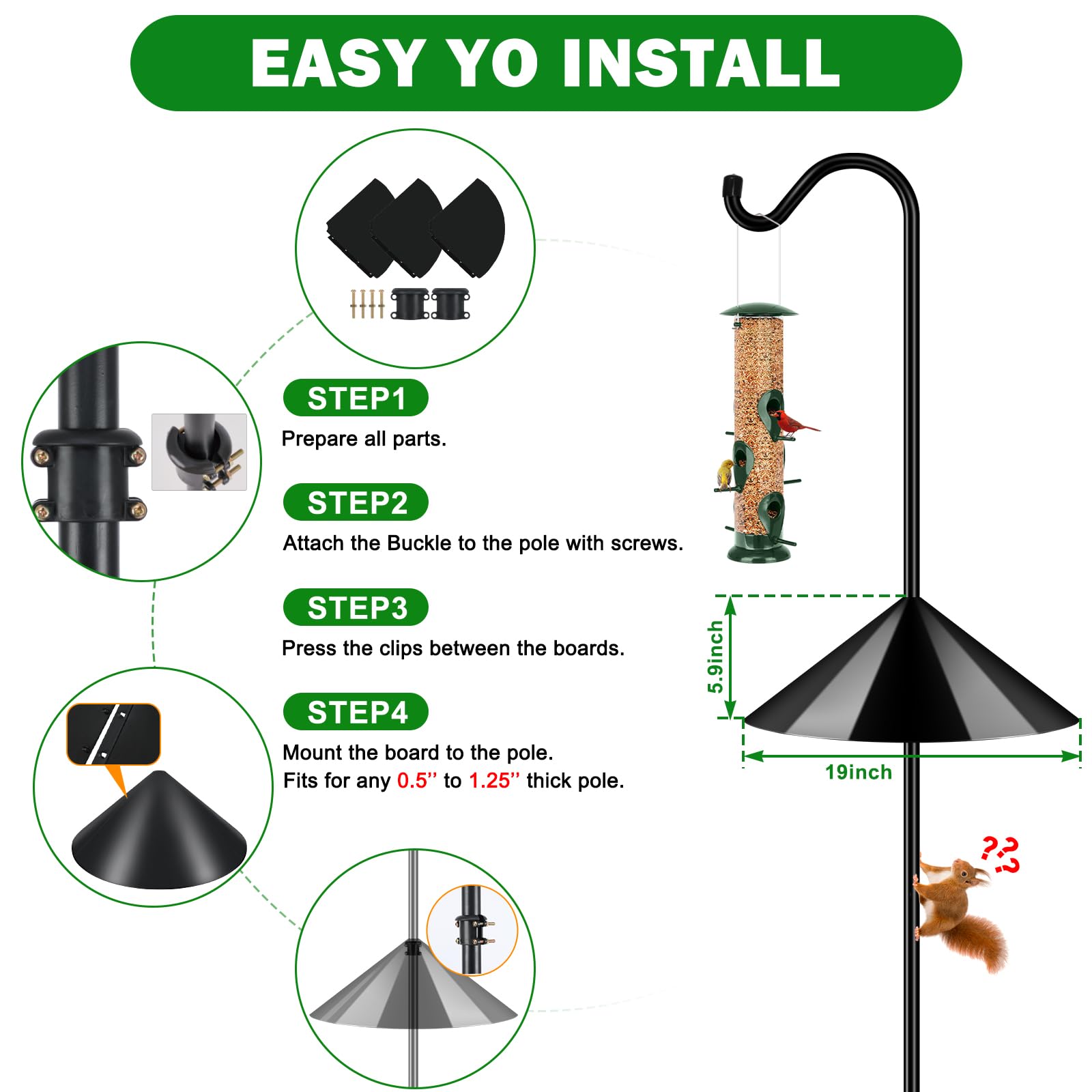 FEED GARDEN wide application for hanging feeders, baskets, lights and decor.