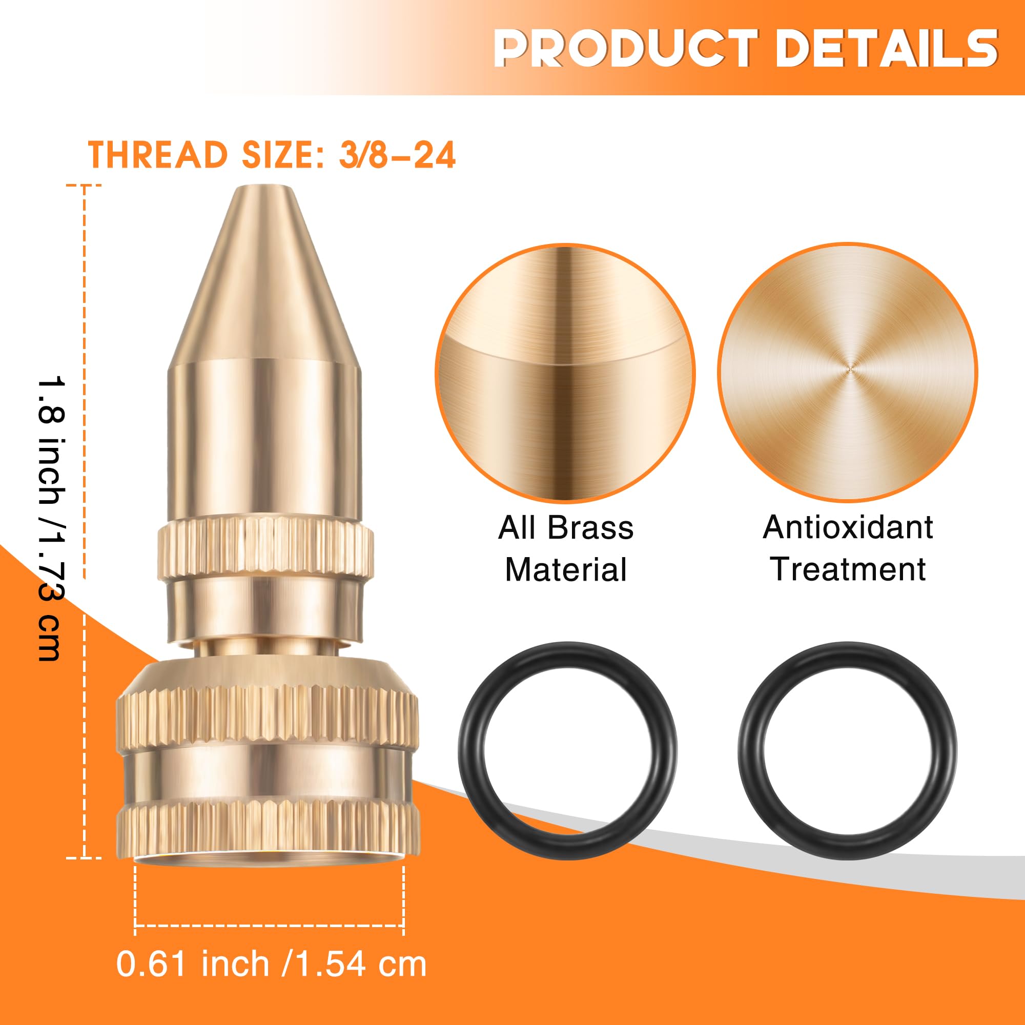 Feekoon brass nozzle close-up demonstrates easy rotation for adjustable stream width.
