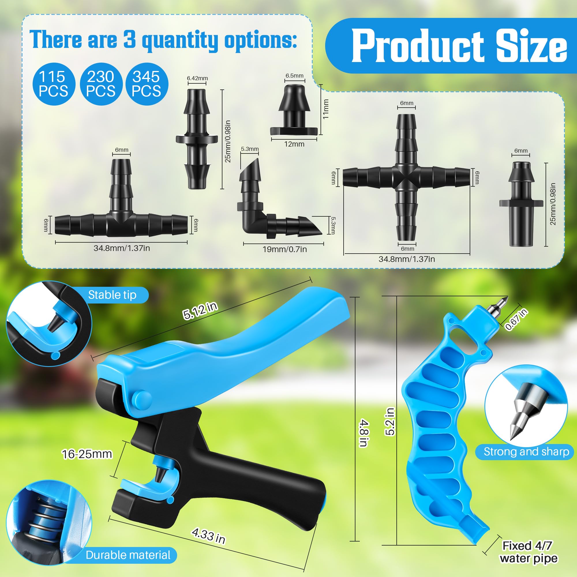 Feekoon 2-in-1 Hole Punch blue combines punching and fitting in one tool