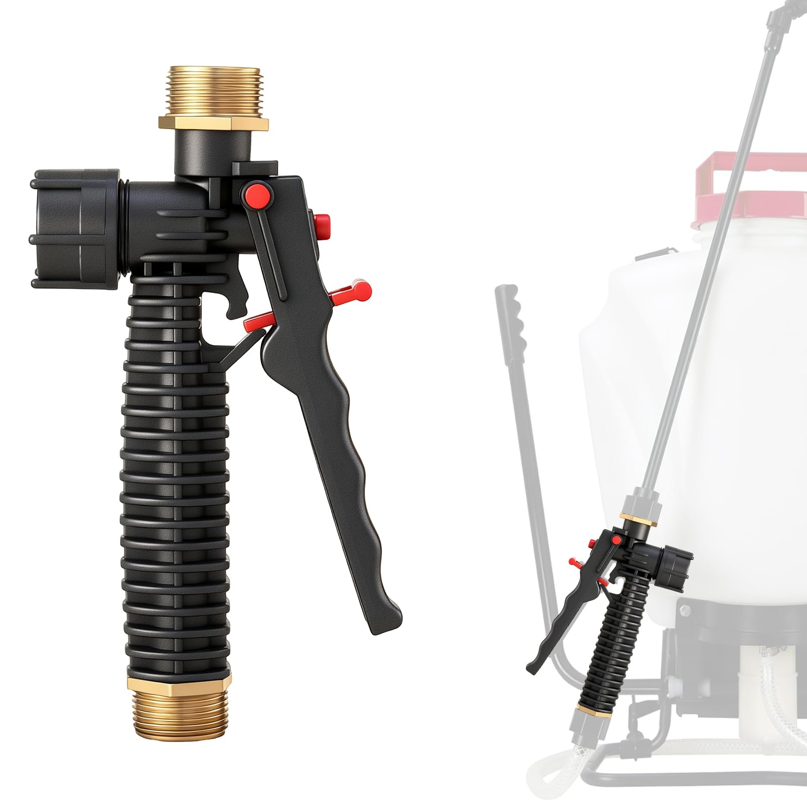 Feekoon sprayer shut-off valve for quick, controlled spraying.