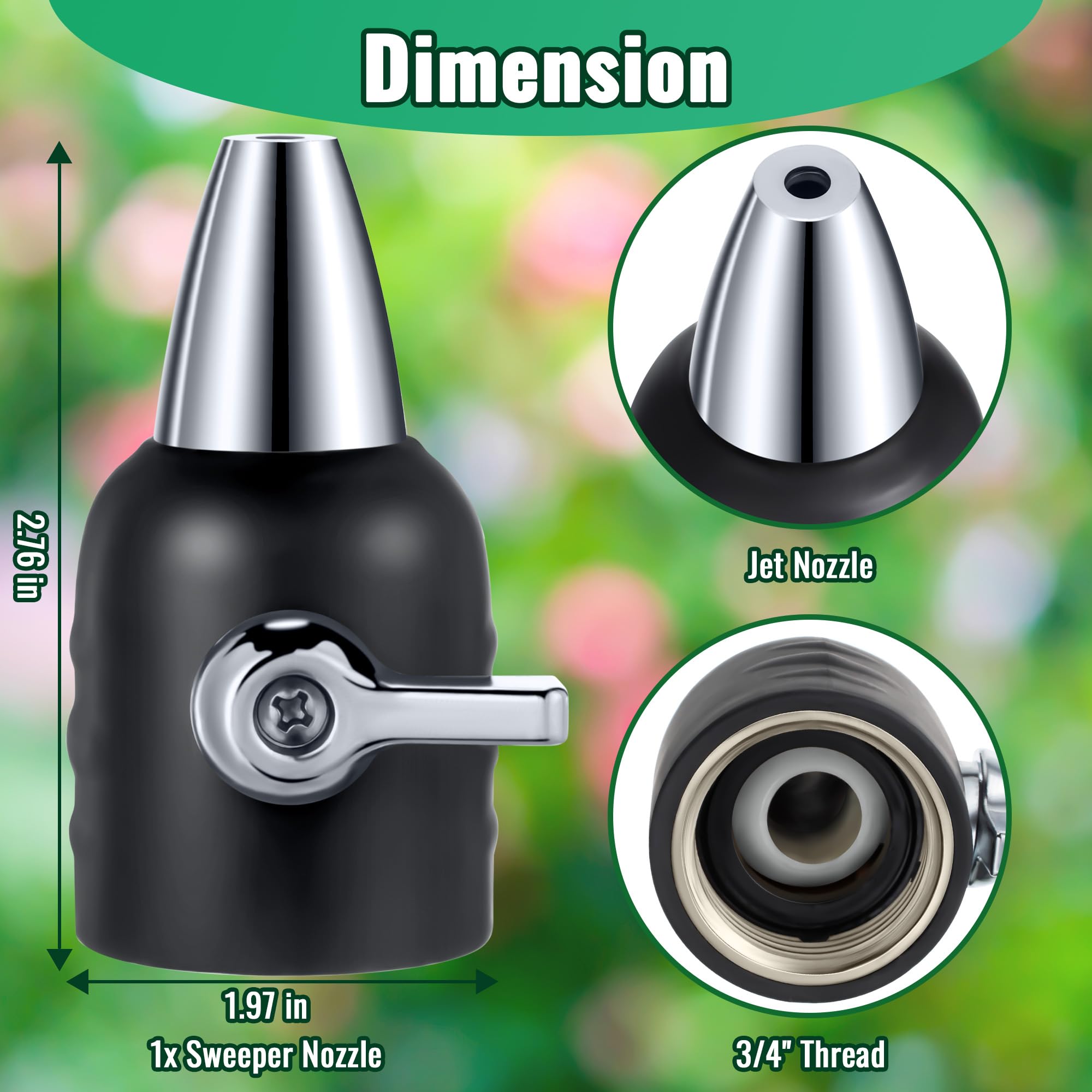 Feekoon zinc garden hose nozzle with 3/4-inch connection for durable watering control.