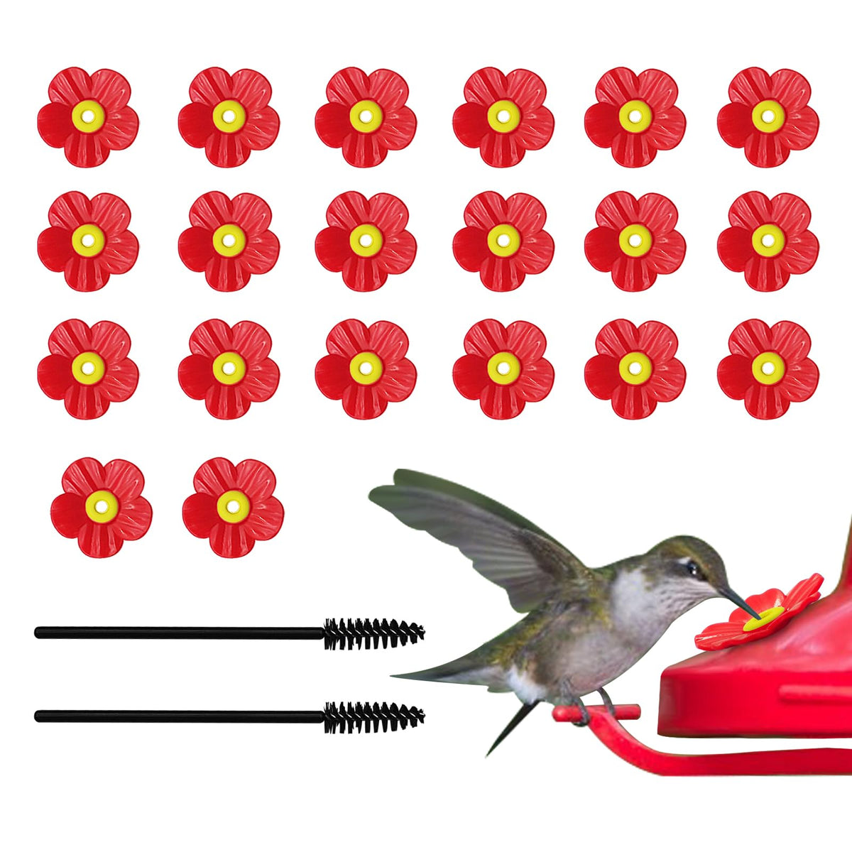 Feelorna red hummingbird feeder flowers attract birds to your feeder.