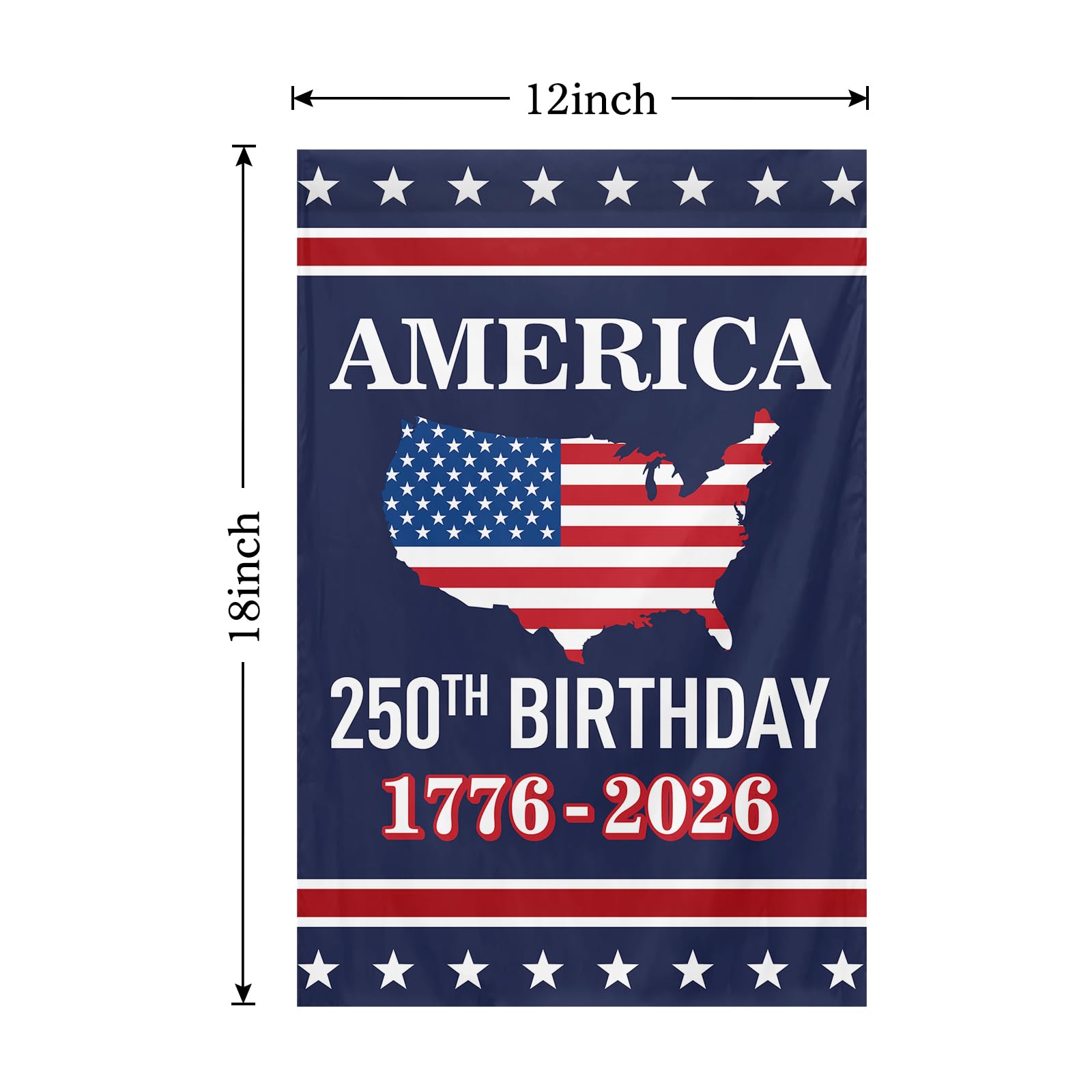 Feeniss USA 250th Birthday Flag 3x5 feet ready for flagpole mounting