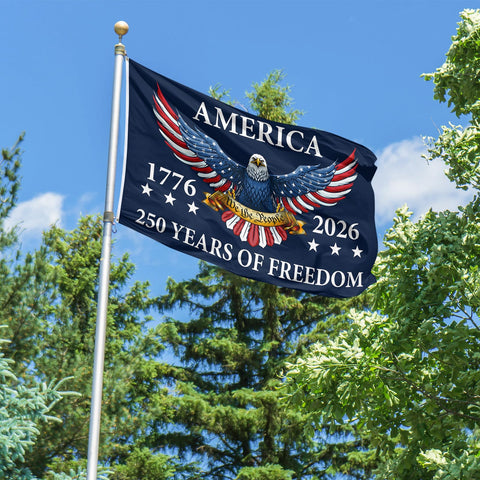 Feeniss USA flag 3x5 ft hanging on a flagpole for porch decor