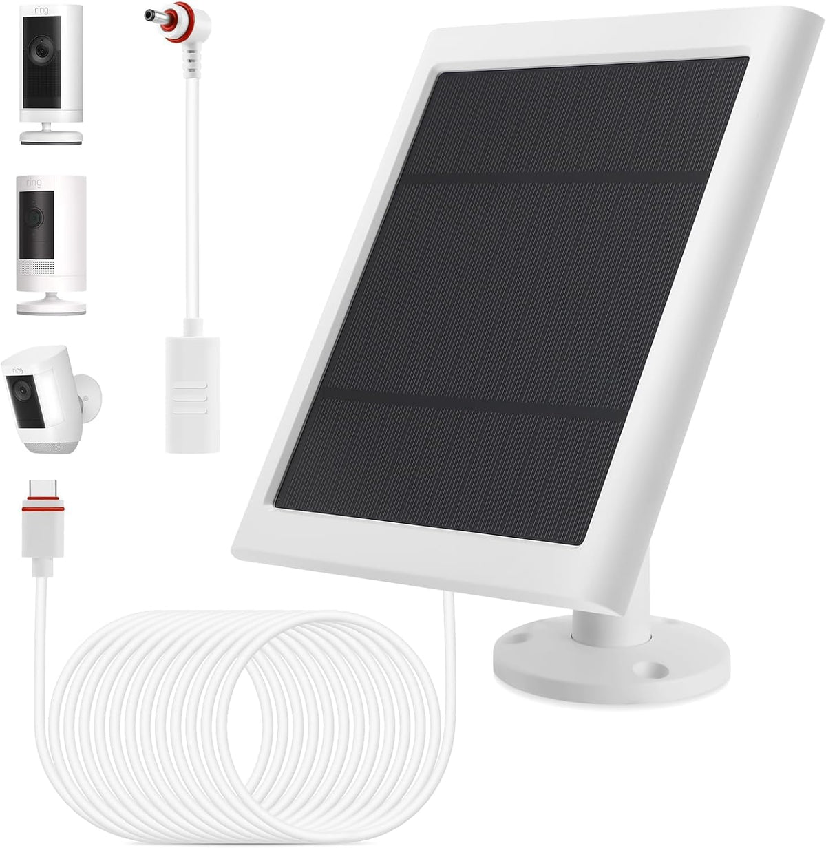 Fehuatenda IP65 solar panel for Ring cameras, outdoors-ready charging solution.