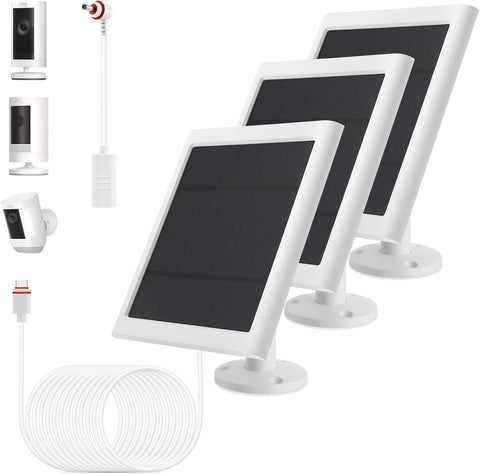 Fehuatenda solar panel for Ring cameras, side view for continuous outdoor power.