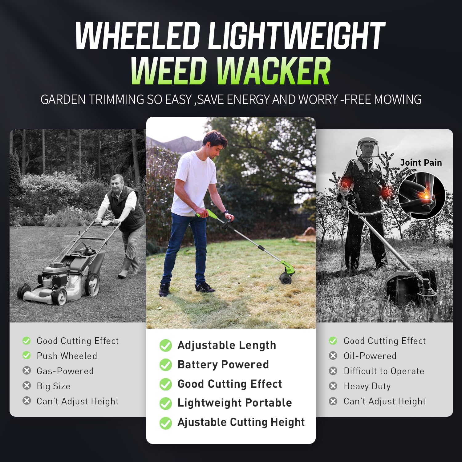 Feihu two 2.0Ah batteries provide extended runtime for yard work.