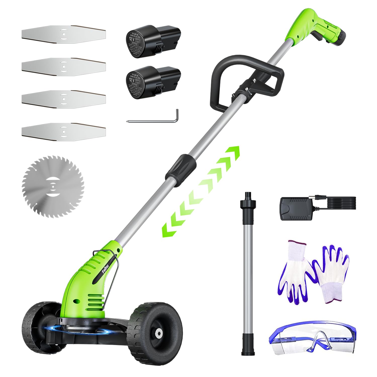 Feihu Electric Weed Wacker with ergonomic handle for comfortable, back-friendly trimming.