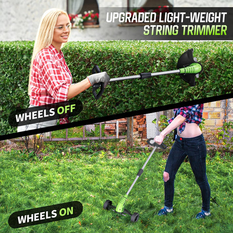 Feihu weed wacker telescopic pole extends to reach tall areas.