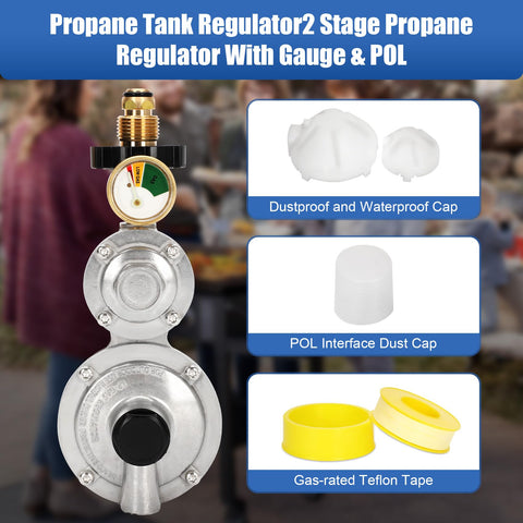 Feikeer brass regulator's durable build supports outdoor propane use.