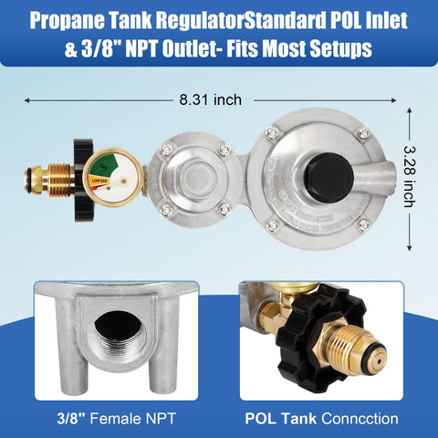 Feikeer propane regulator with POL connection for secure tank hookup.
