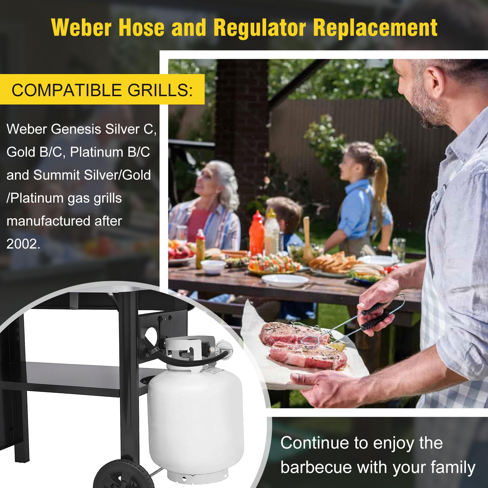 Feikeer weather-resistant hose for durable, leak-free grill connections.