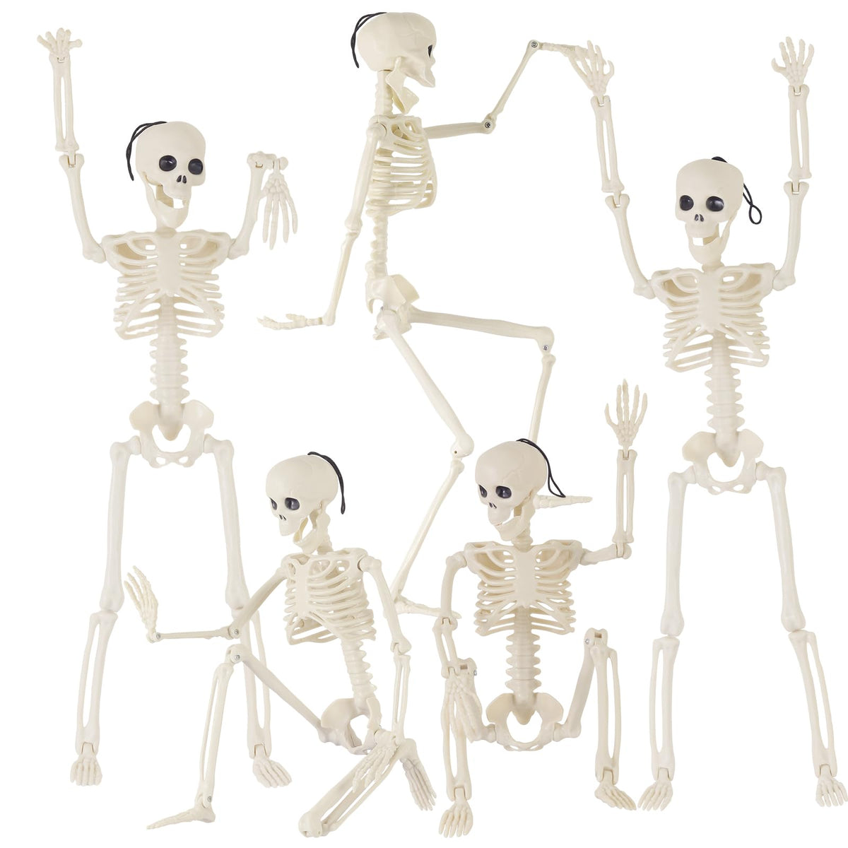 Feir 16-inch Skeletons with poseable joints for customizable Halloween displays.