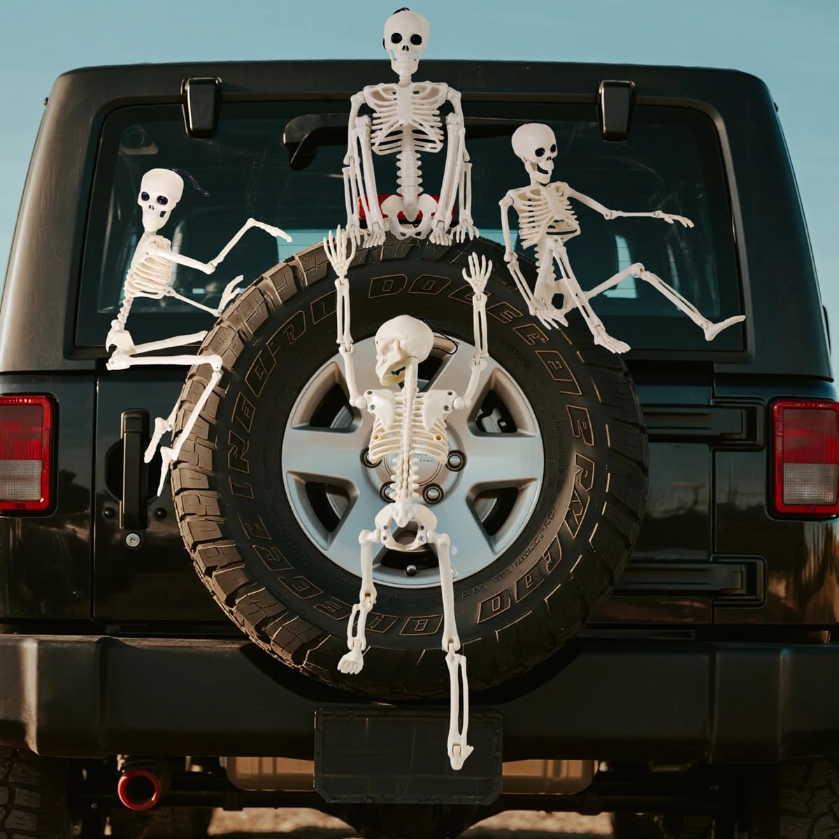 Feir full-body skeleton prop adds eerie realism to haunted setups.