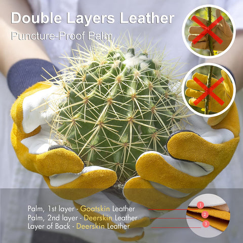 FEISHDEK cactus gloves showing deerskin lining for soft, flexible grip