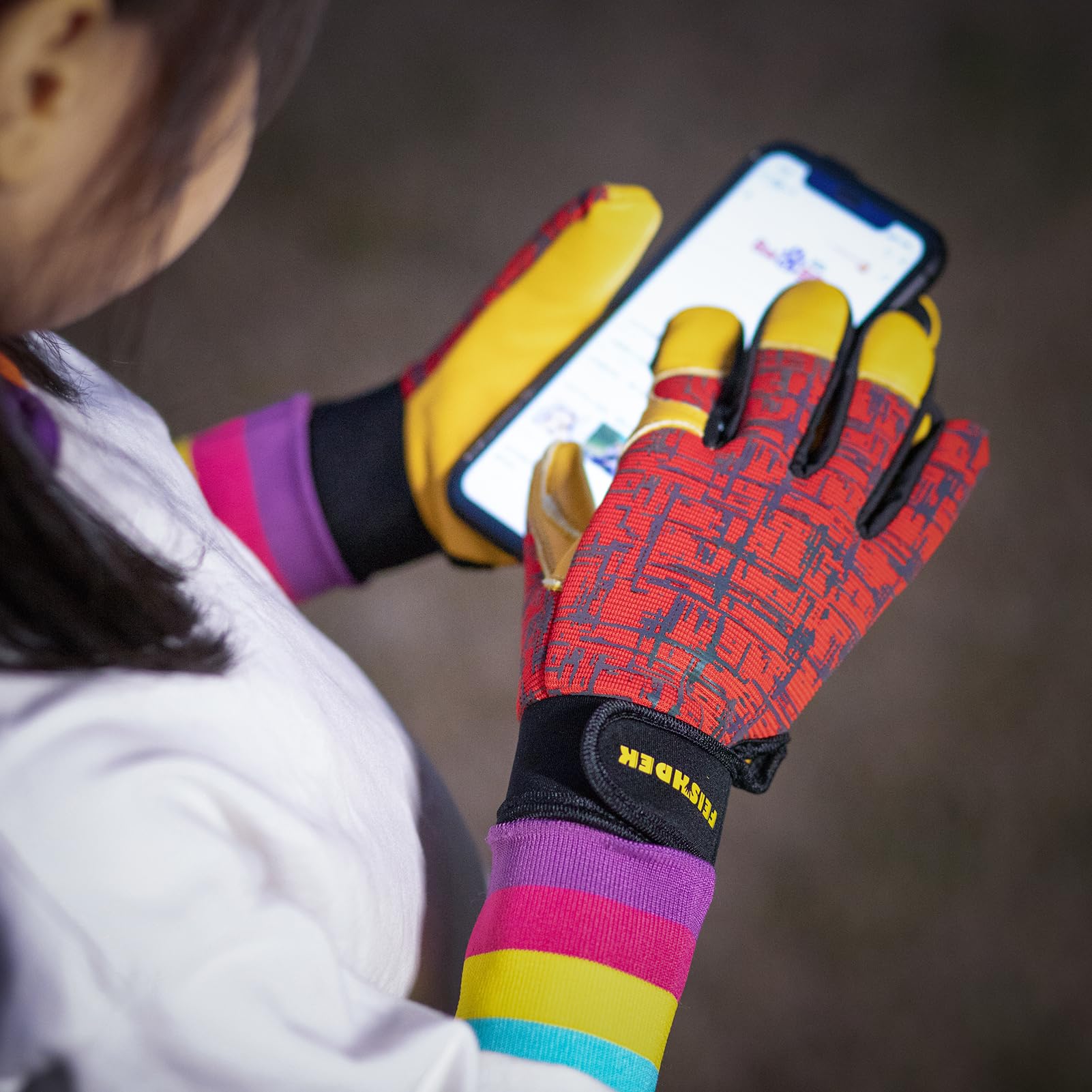 FEISHDEK Kids Leather Work Gloves reflective back for low-light visibility