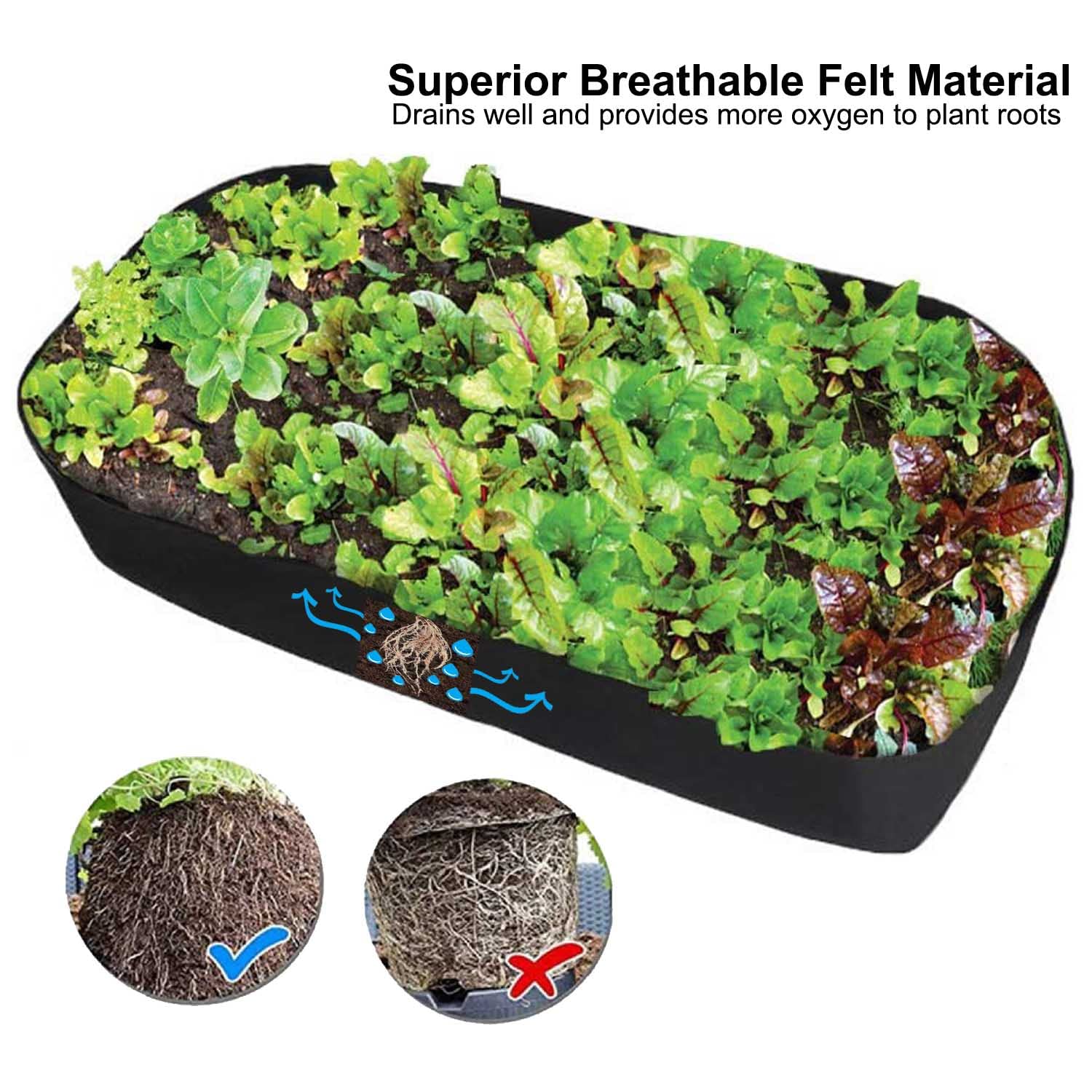 Feitore fabric bed with bottom panel for use on grass or patio.