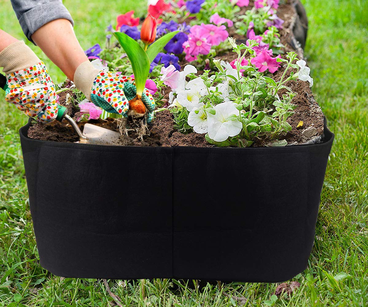 Feitore rectangle garden bed on deck ready for easy setup.
